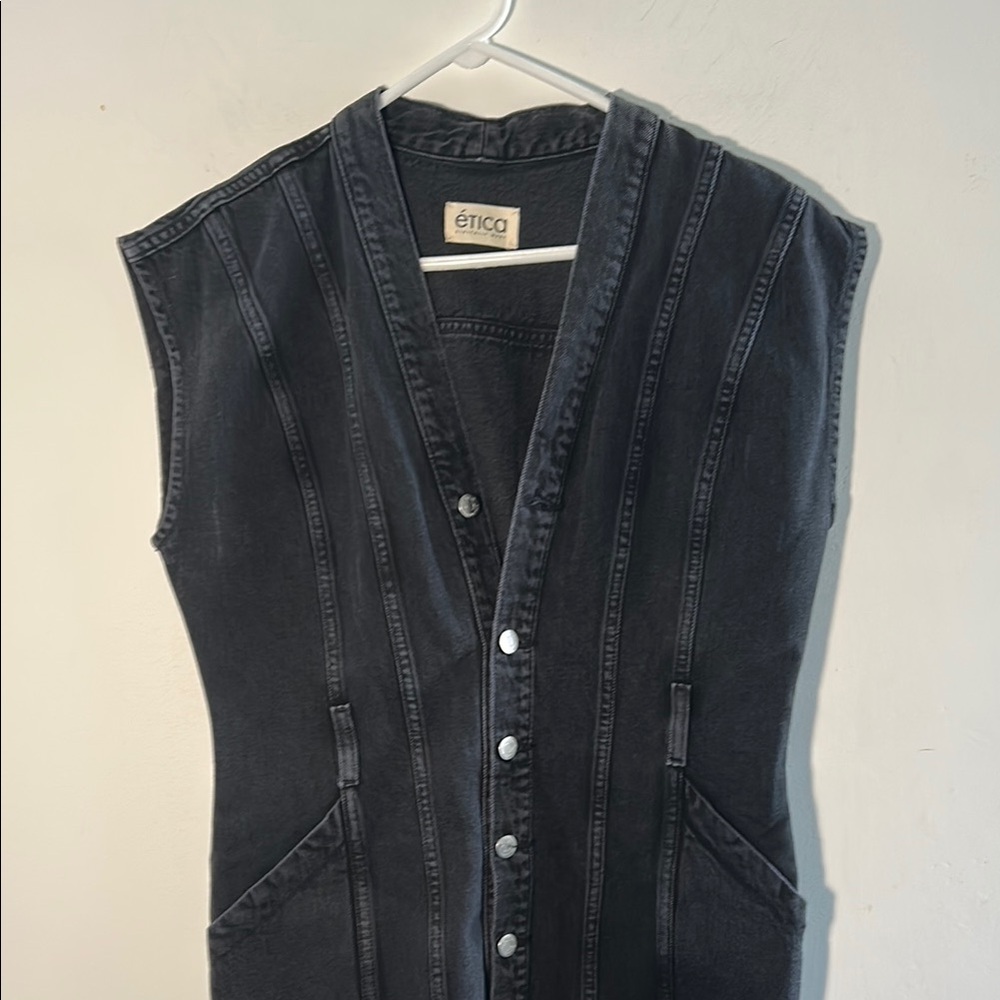 Etica, Woman’s Size Small Black Button-Down Mini Dress - Picture 2 of 6